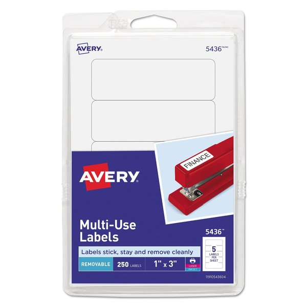 Avery Dennison Label, 1"X3", White, PK250 05436